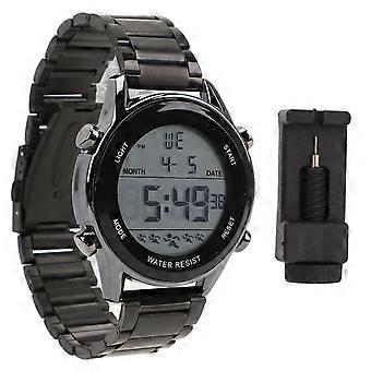 Reloj digital para hombres Multifuncional 50m Profundidad a prueba de agua LED Luz Nocturna Reloj de Pulsera para Hombre Negro