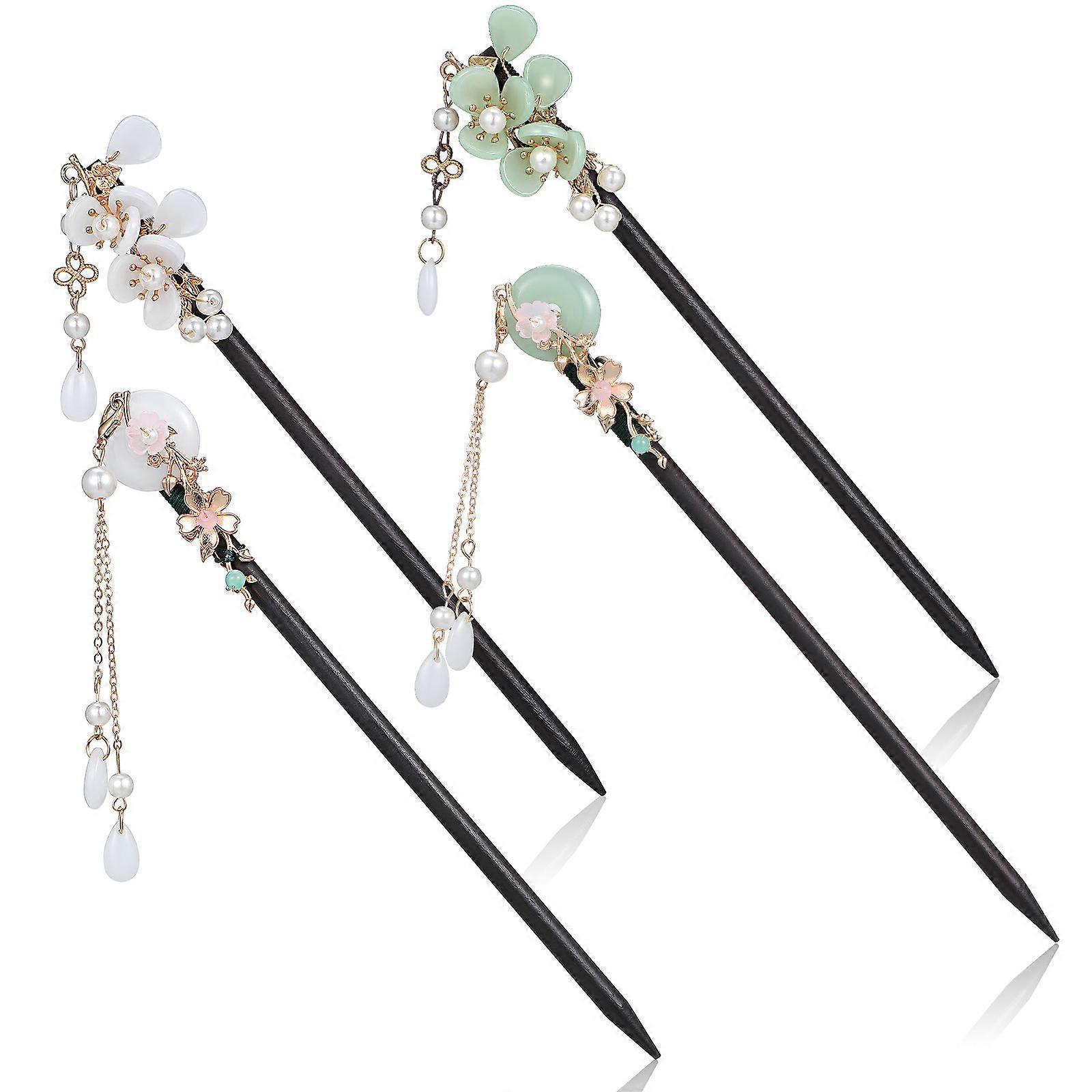 Great! Here's a product description and some key details you might find useful for marketing or listing the **"4pcs Retro Wooden Hair Sticks