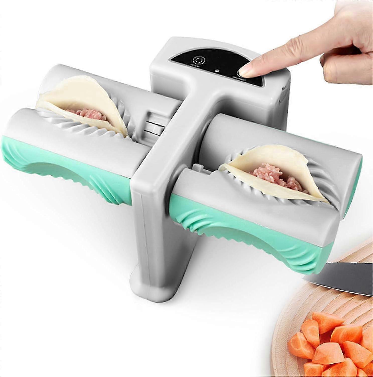 Automatic Dumpling Maker, Electric Ravioli Machine, Kitchen Tool, Quick Device with Double Head and Brush Attachment