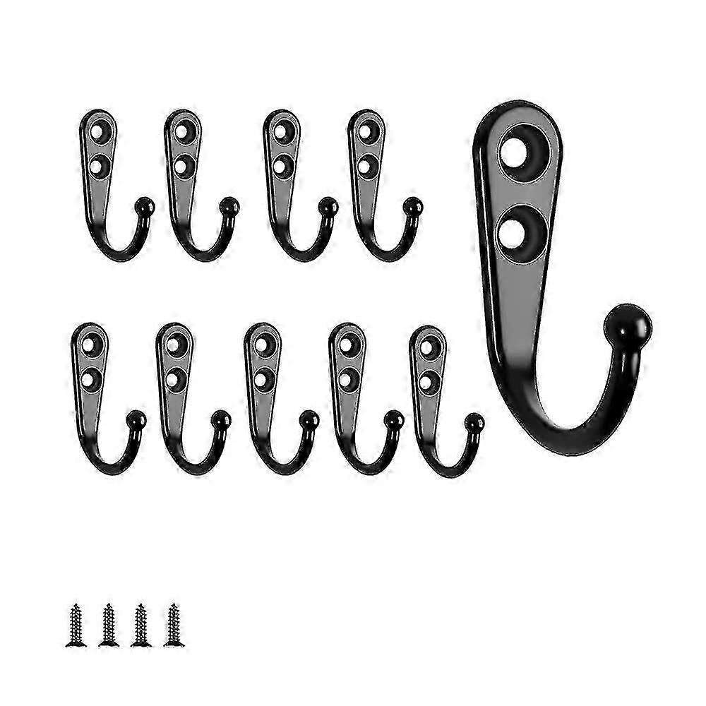 10 יחידות ווי קיר שחורים למעילים עם ברגי הרכבה, המתאימים לצרכי עיצוב הבית השונים