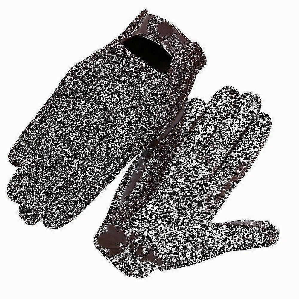 Stylish Men's Driving Gloves Made of Genuine Sheepskin Leather to Keep Your Hands Warm with Knitting Mittens