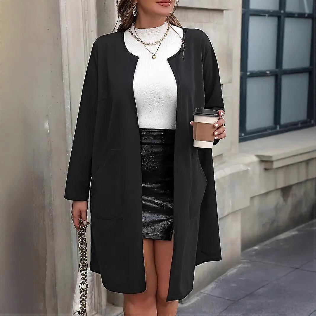 Spring and Autumn Women's Plus Size Medium Long Casual Simple Cardigan Jacket