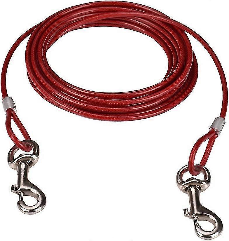 10-33ft Dog Tether Cable, Pet Tie Lead for Small/Medium Dogs (Red)