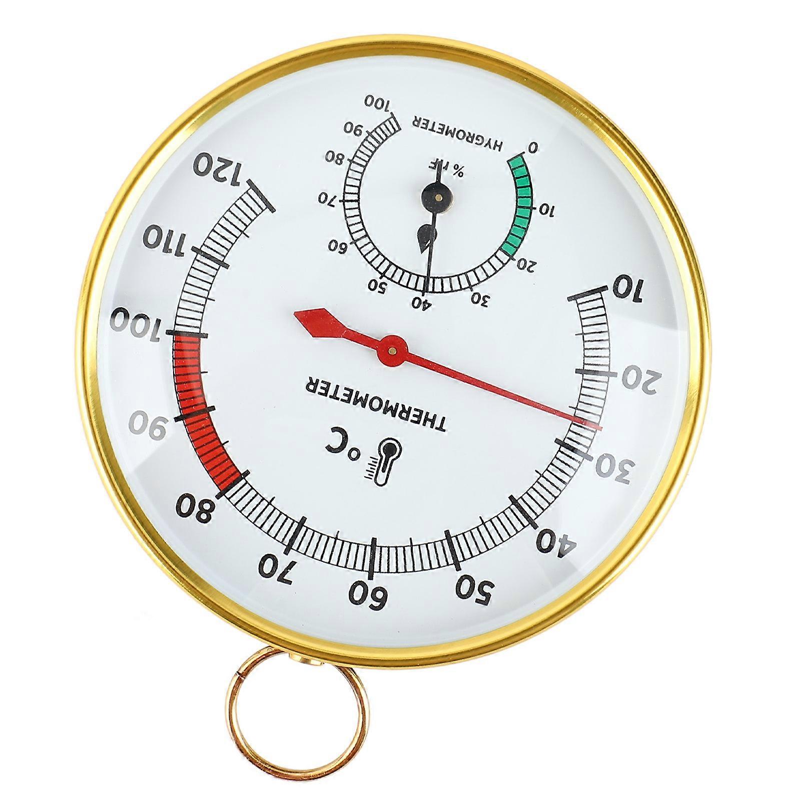 Υγρόμετρο μετρητών θερμοκρασίας σάουνας 10 έως 120°C επιτοίχιο αλουμίνιο 2 σε 1 υγροθερμογράφος σάουνας για την αίθουσα σπα θερμοκηπίων 