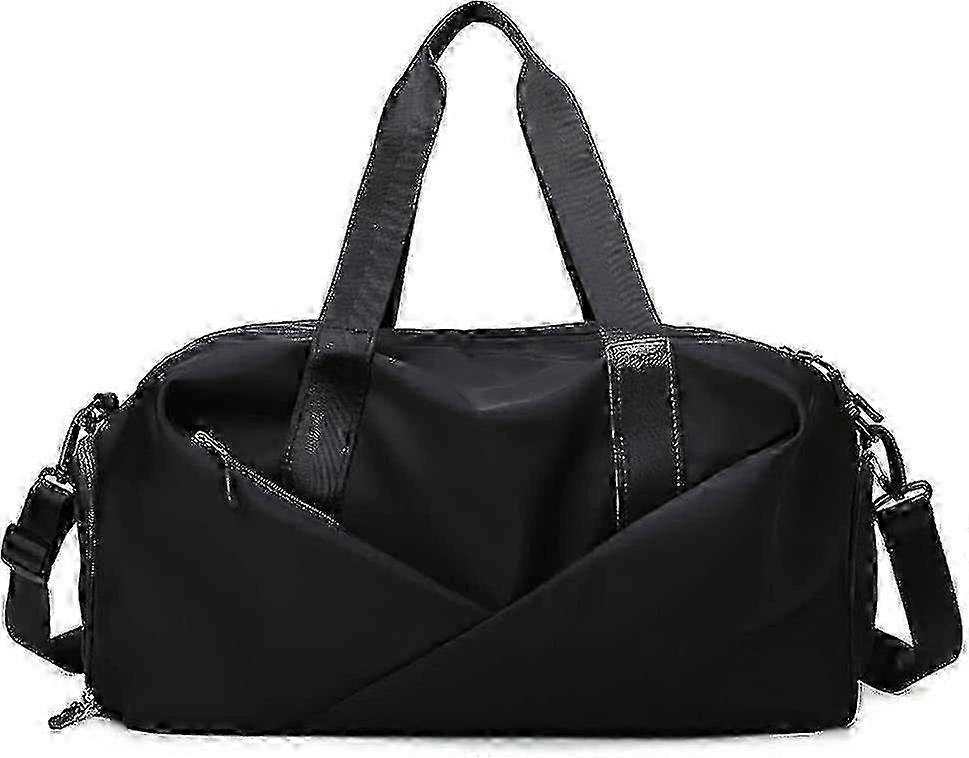 靴コンパートメント付き女性用スモールジムバッグ-ヨガスイミングトラベルブラック用スポーツダッフル