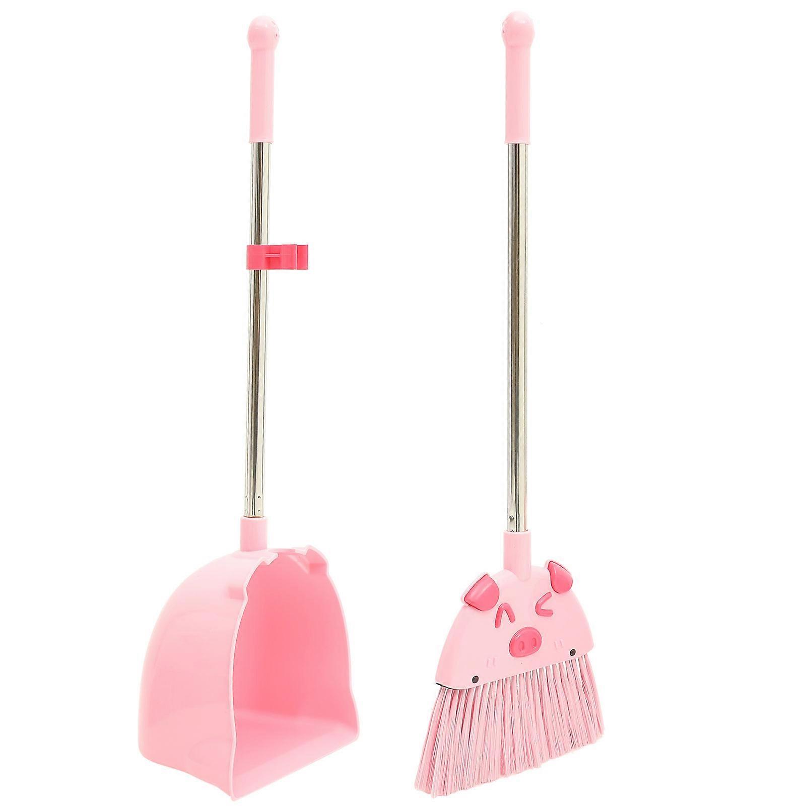 Kids Housekeeping Cleaning Tools Pink Broom Dustpan Set Housework Learning 1Set