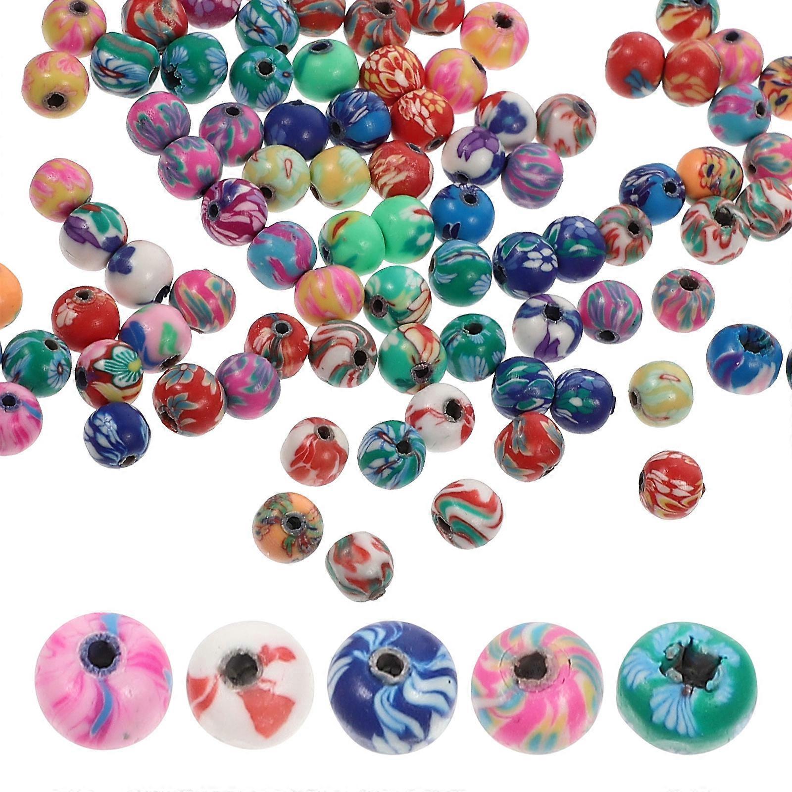 Bead Craft Soft Clay Beads Round Shape Simple Design Creative Activities 100Set