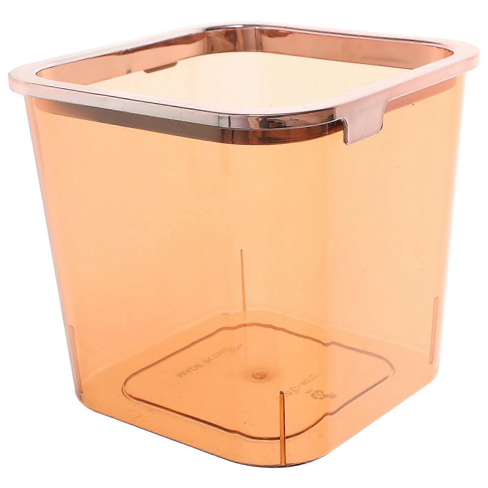 Portable Trash Can Household Trash Container Clear Garbage Bucket Wastepaper Basket Square Orange 16X16X15CM Storage 1Pack