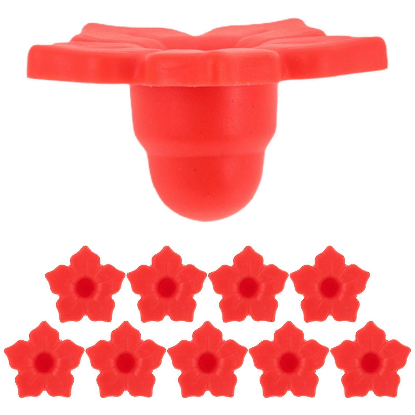 Garden Hummingbird Feeders Red Plastic Flower Shape For Bird Lovers And Enthusiasts 10Pcs