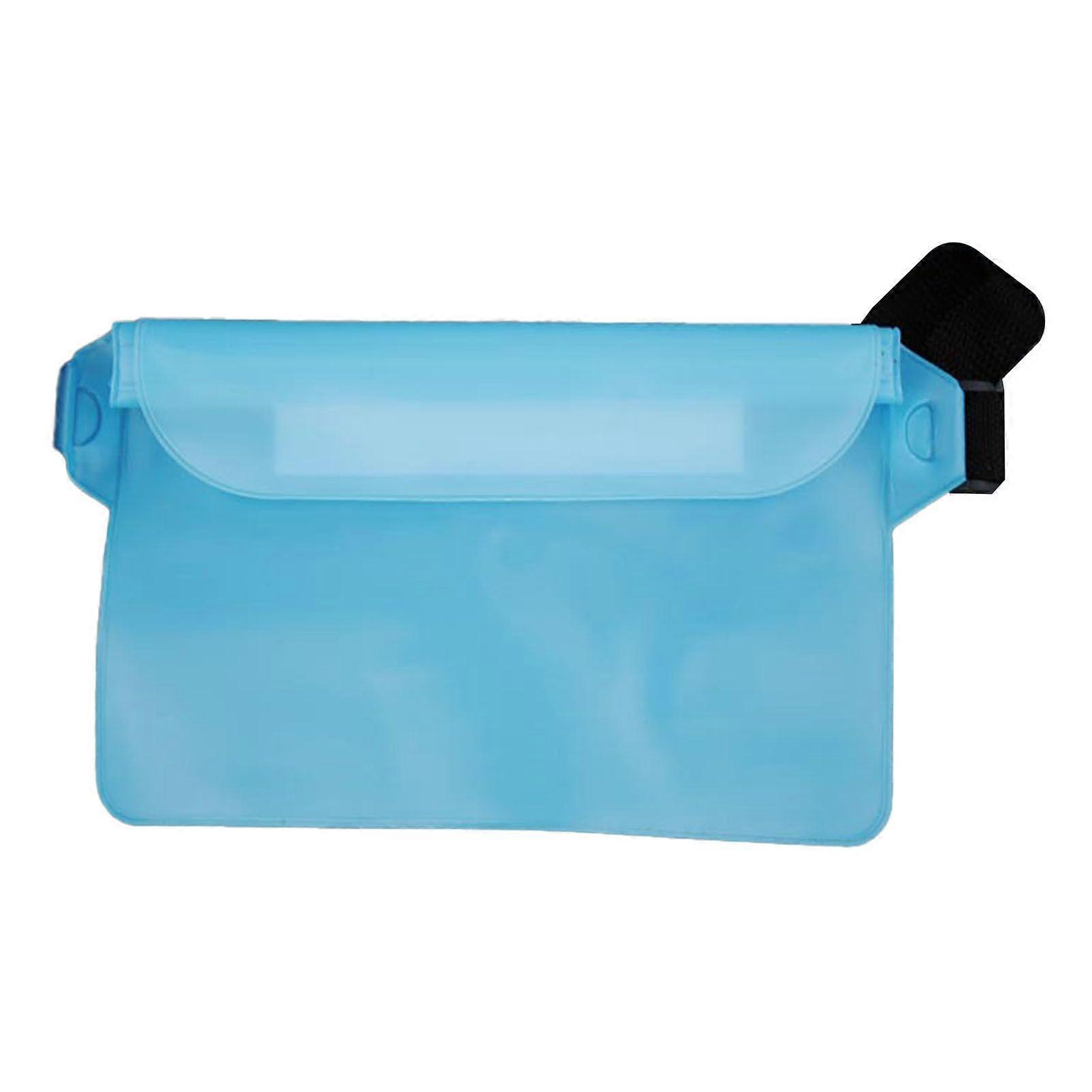 Dry Bag With Waist Strap PVC Three-Layer Sealed Touchscreen Phone Waterproof Beach Boating Swimming Kayaking Light Blue