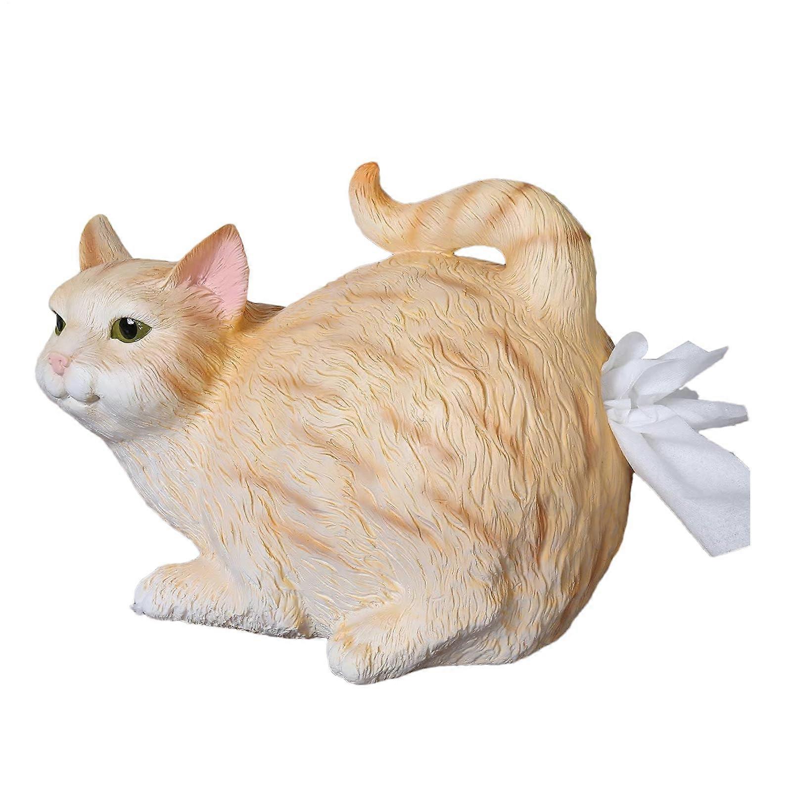 cattissue box holder, cattissue box dispenser cosmetic tissue holder made of synthetic resin cat tissue box for cat lovers, yellow
