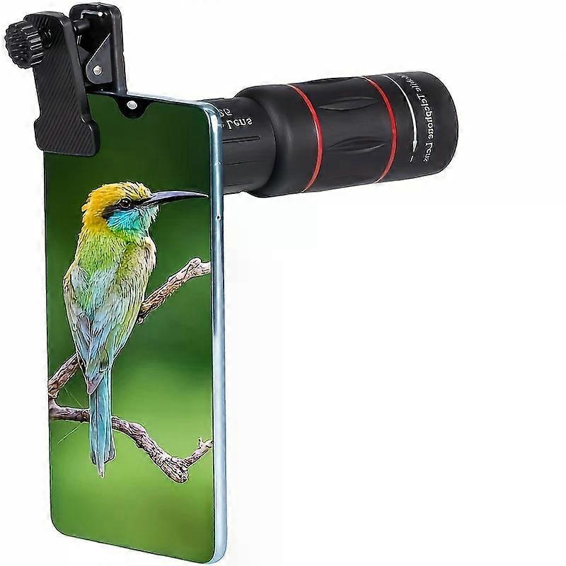 1 قطعة 18X تكبير عدسة الهاتف المقربة مع مشبك ، التركيز اليدوي ، قطر العدسة الموضوعية 30 مم ، نطاق التعامل مع المطاط المحمول لأجهزة iPhone و Android