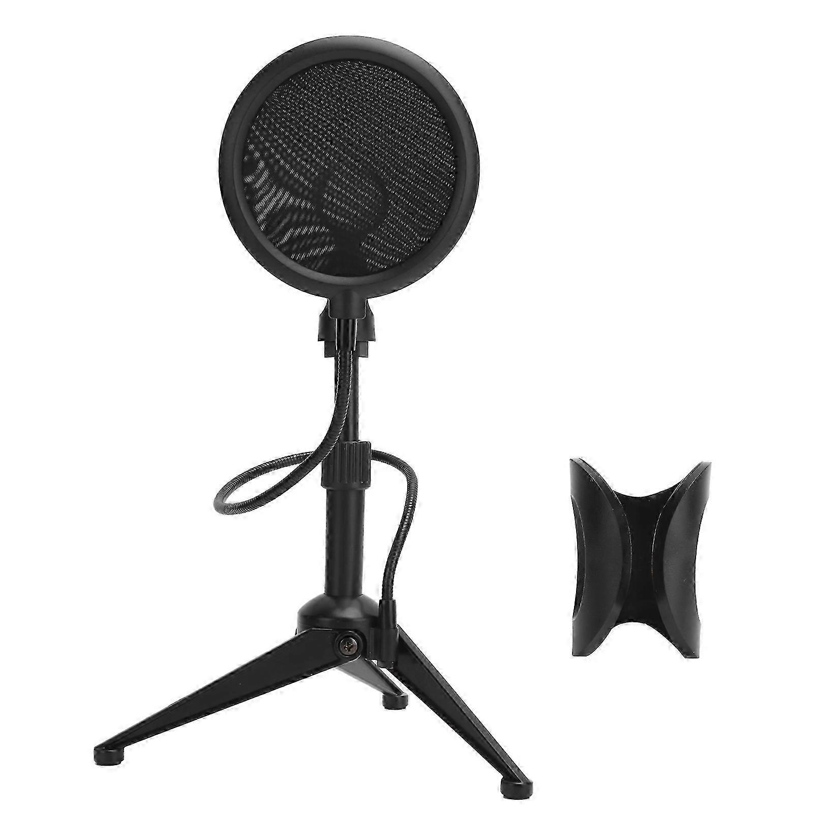 Foldable Microphone Tripod with Blowout Prevention Net for Desktop Use