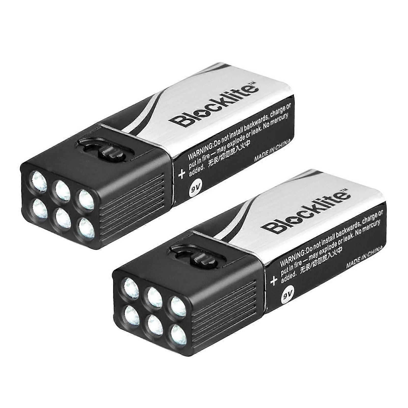 2pcs 9V LED Flashlight Torch Camping Lamp Ultra Bright Compact