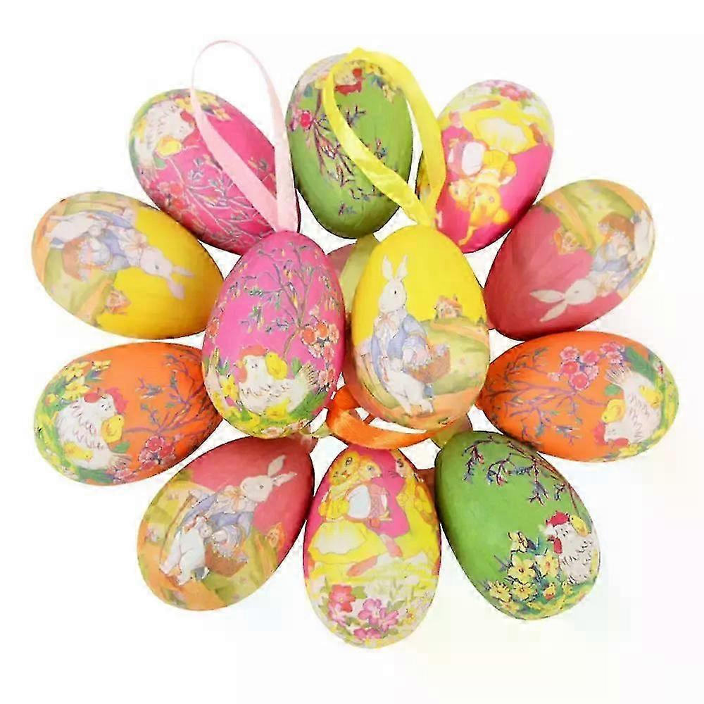 12Pcs Handmade Crafts for Kids, Home Decor Hanging Ornaments Foam Easter Eggs