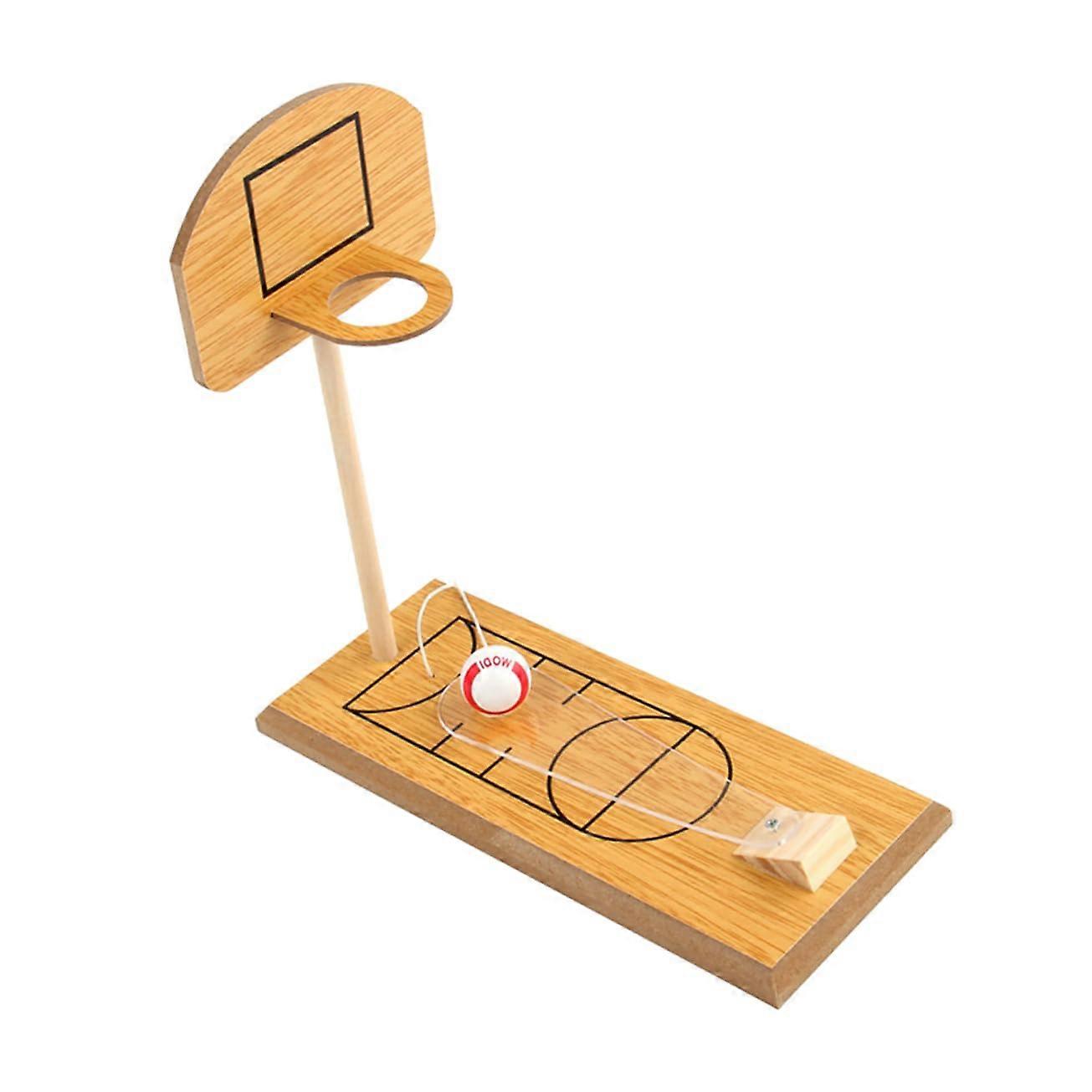 Tabletop Finger Basketball Game Wooden Desktop Basketball Toy Light Wood Finish 1 Set For Boys