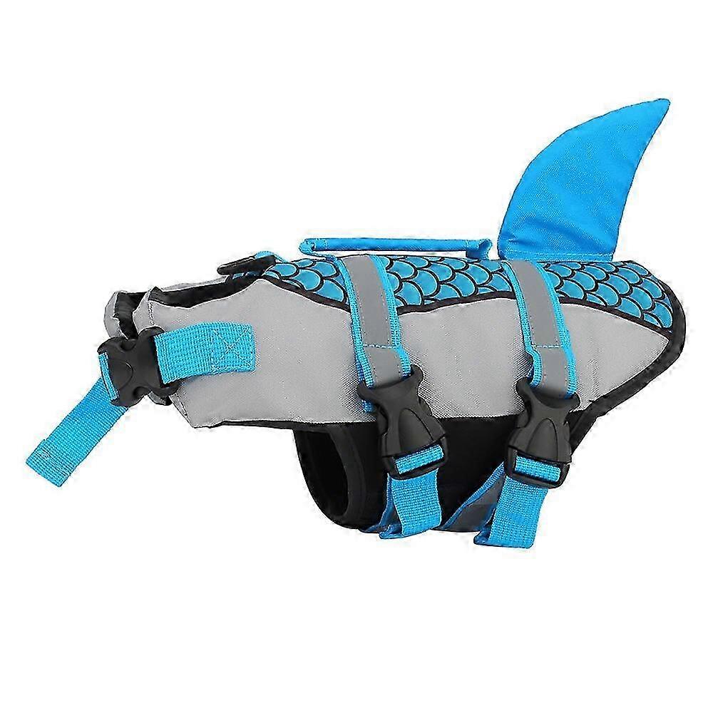 Pet Dog Life Jacket Vest Collar Harness Swimming Summer Swimwear Scales Shark
