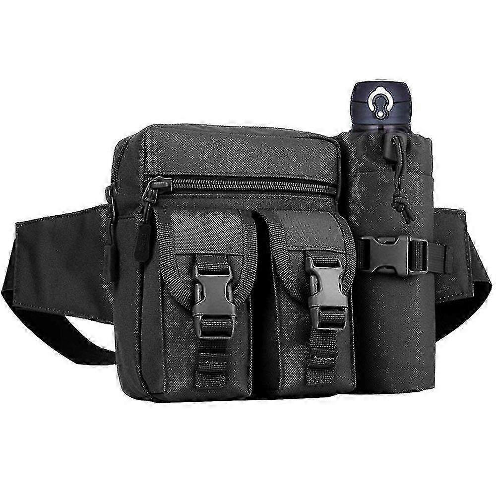 Belt bag with bottle holder for hiking, walking, biking, and camping trips