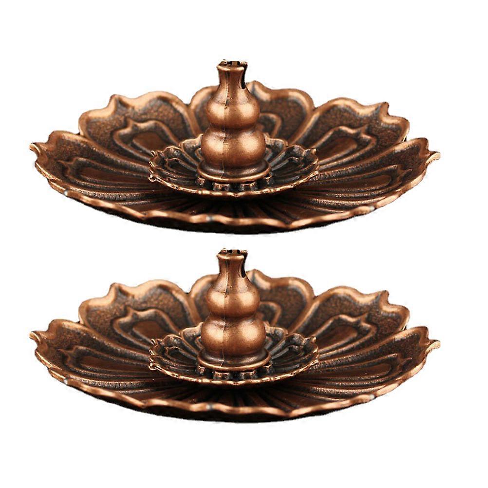 Lotus Flower Burner Censer Holder Incense Stick Base 3.42X3.42X1.26inch Alloy 2Pcs