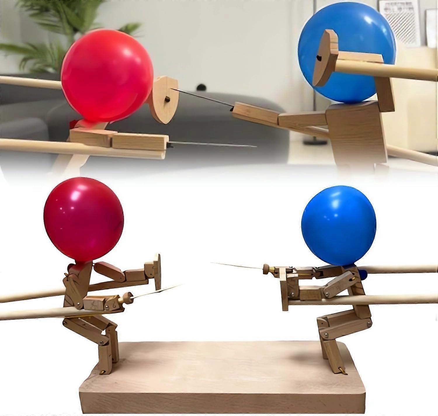 Balloon Bamboo Man Battle, Wooden Bots Fighting Game for 2 Players