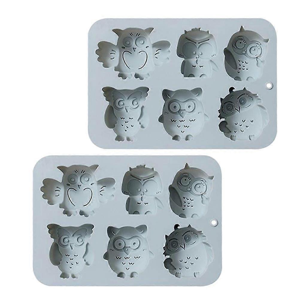 Baking Mold Silicone Diy Design Cake Shop Bakery Use Owl Shape Pudding Making Blue 20.00X14.00X2.40CM 2Set