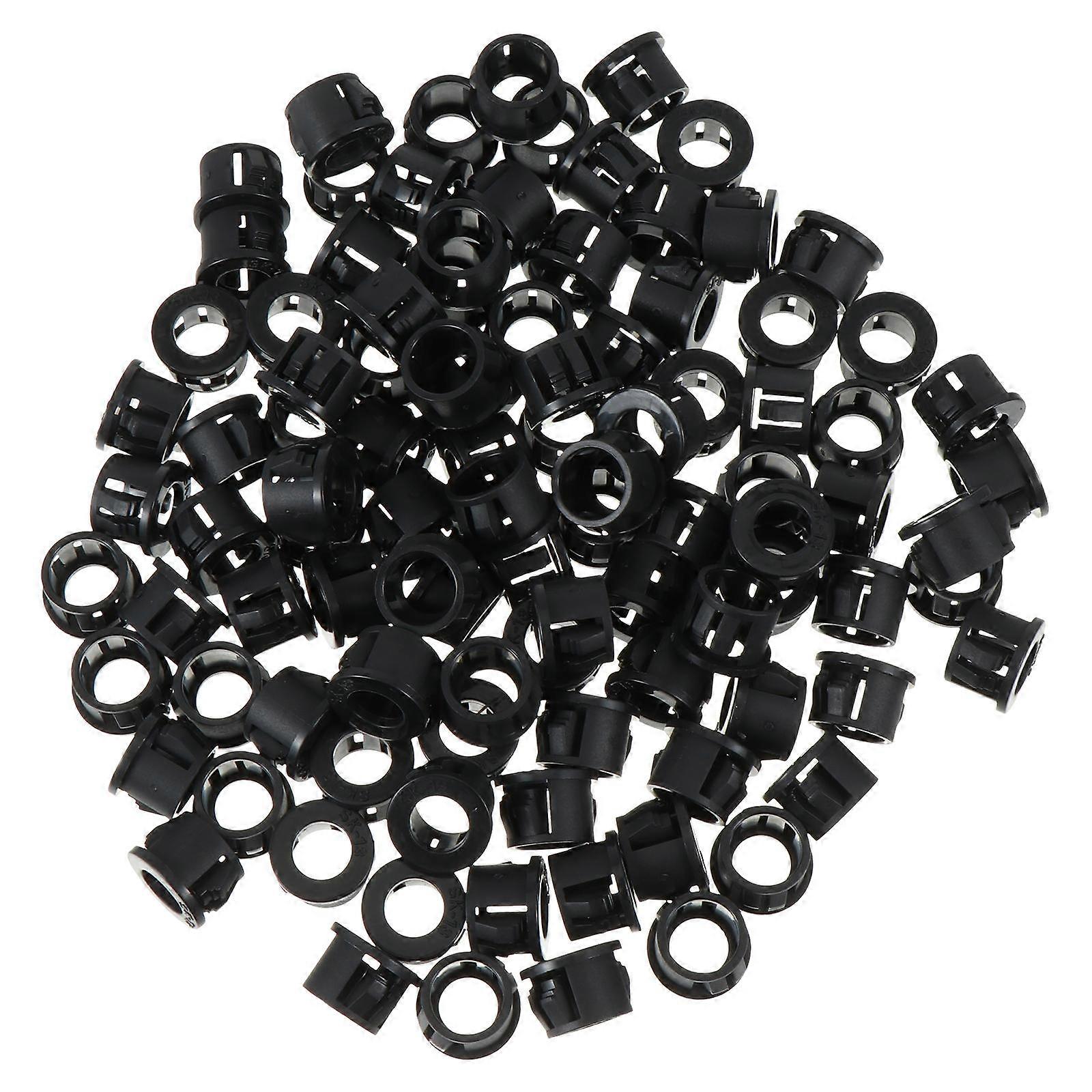 Cable Hose Snap Grommet for Fixing Cables Black Nylon Insulation Protector 100pcs