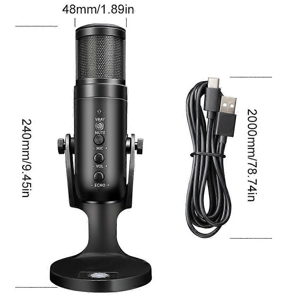 Computers with RGB Light Rotatable USB Plug-and-Play Microphone for Computers Meeting Voice Chat