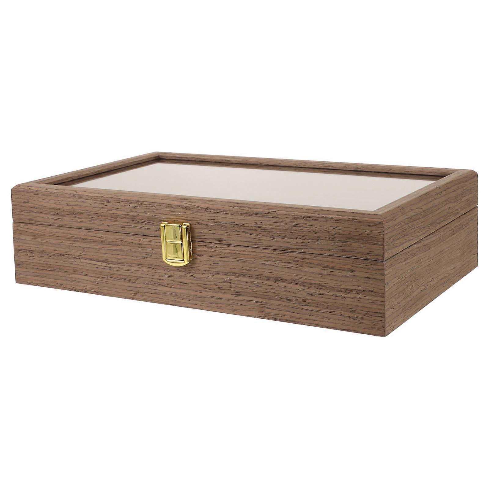 Brown Synthetic Jewelry Organizer with Multi-grids Design for Storage Use 1pc