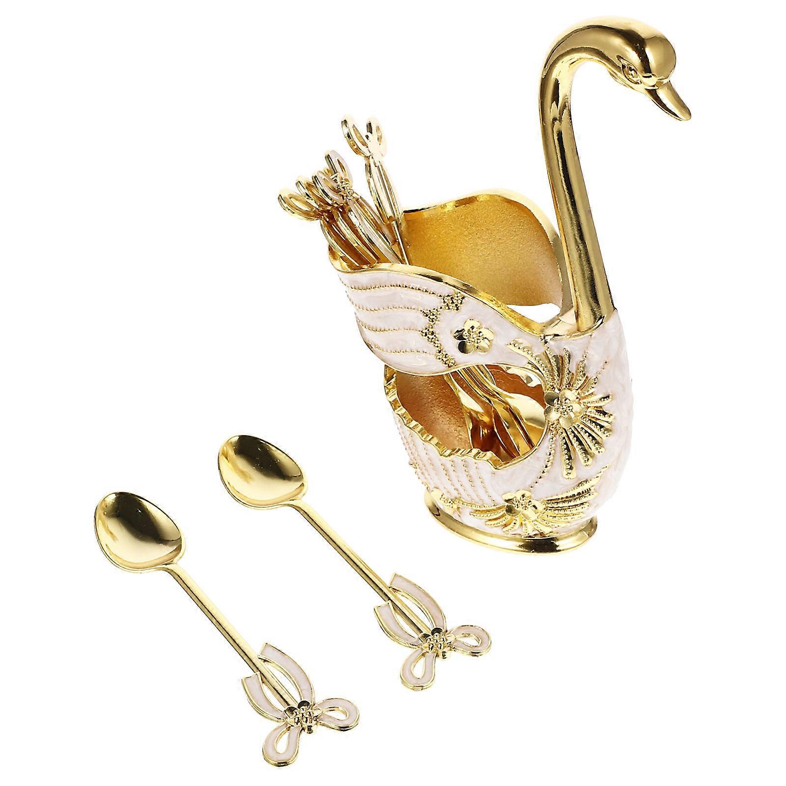 Coffee Spoon Holder Swan Base Organizer Rust-resistant Coating Homeowners 1 Set