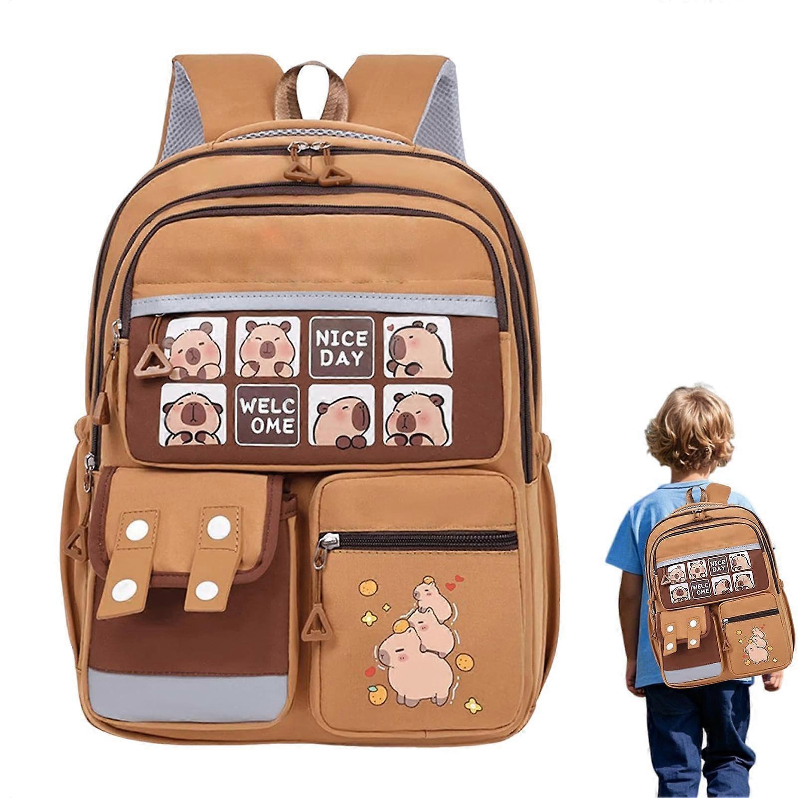 Capybara School Backpack for Kids, Cartoon School Backpack  Cute Students Bookbag