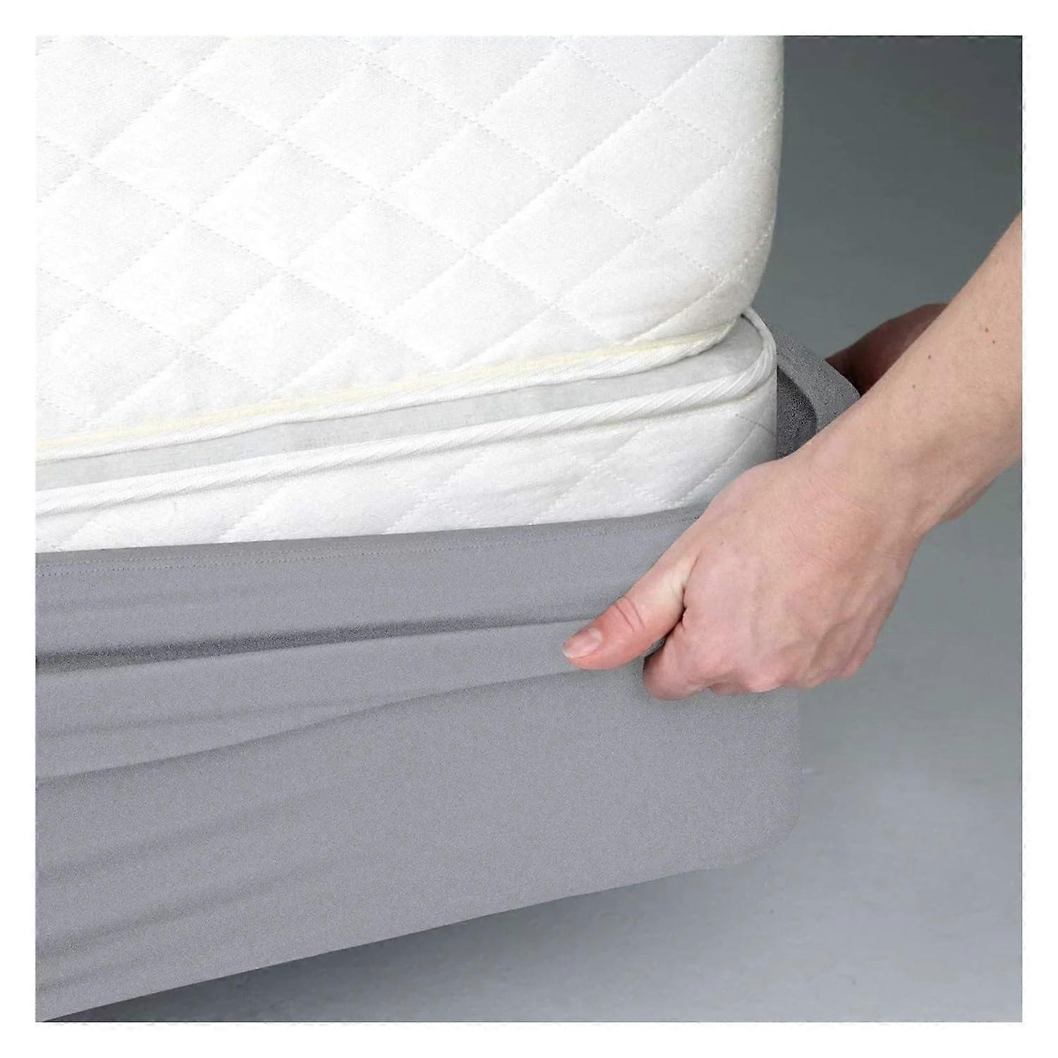 Box spring mattress cover 4sided elastic protector (King, 200x200cm, Silver gray)