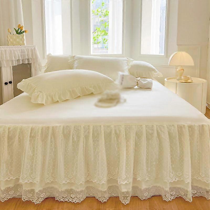 Breathable Lace Bedskirt for King and Queen Beds, Soft Pleated Design, Wrinkle-Free, Size 150x200 cm, Color B