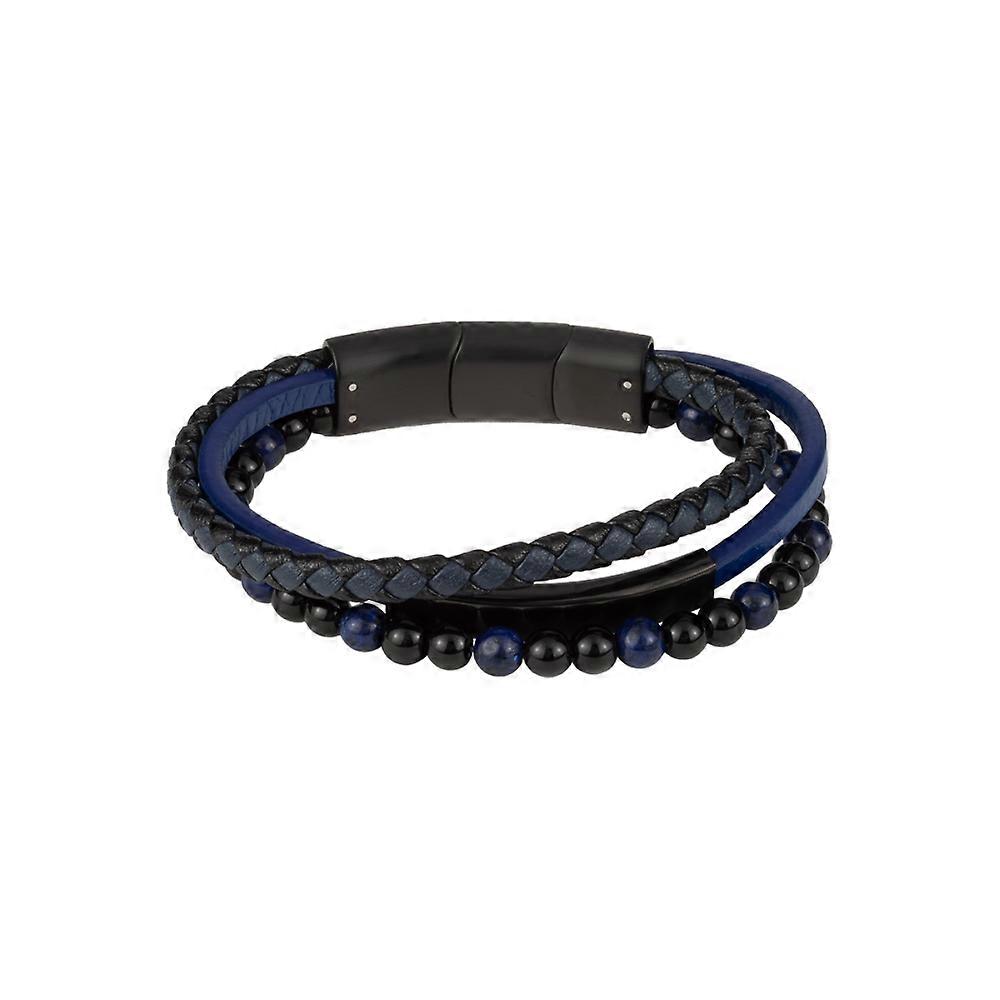 ジャック・レマンス - オニキス/ラピスラズリビーズの女性用レザーストラップ S-B112A