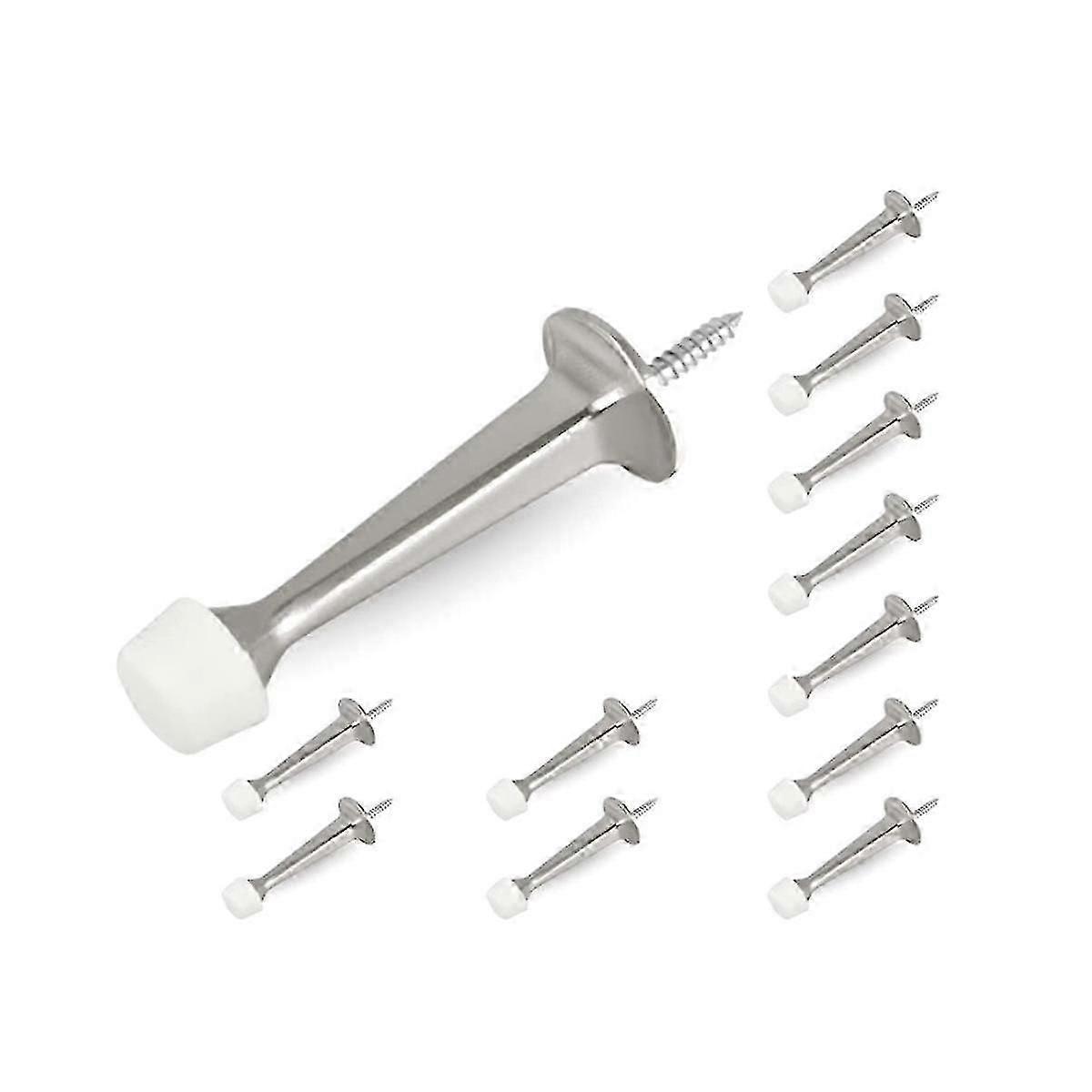 12pcsヘビーデューティソリッドリジッドドアストップ、ゴムチップ亜鉛ダイカスト亜鉛合金ドアストップ Wa用