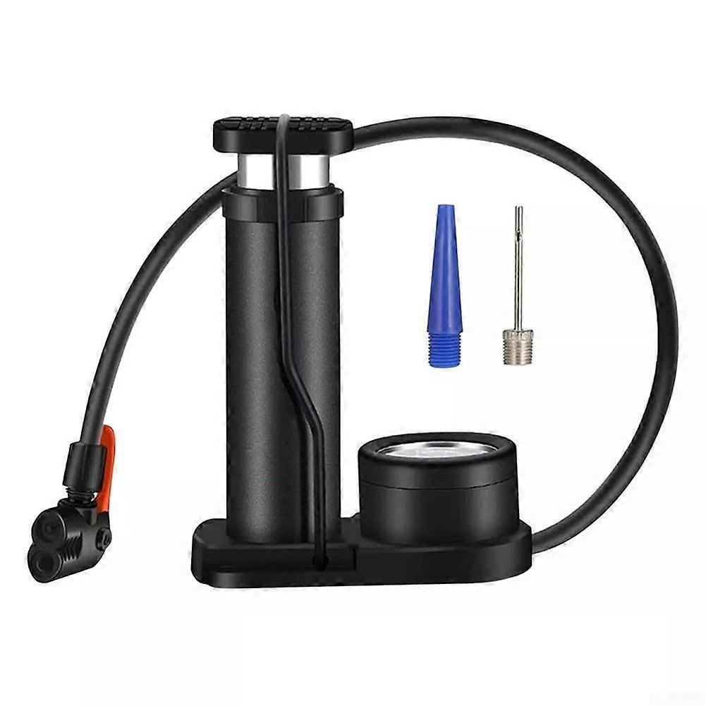 Mini Metal Foot Pump with Manometer for Bicycles, Portable, Compact, for Road Bikes and Mountain Bikes
