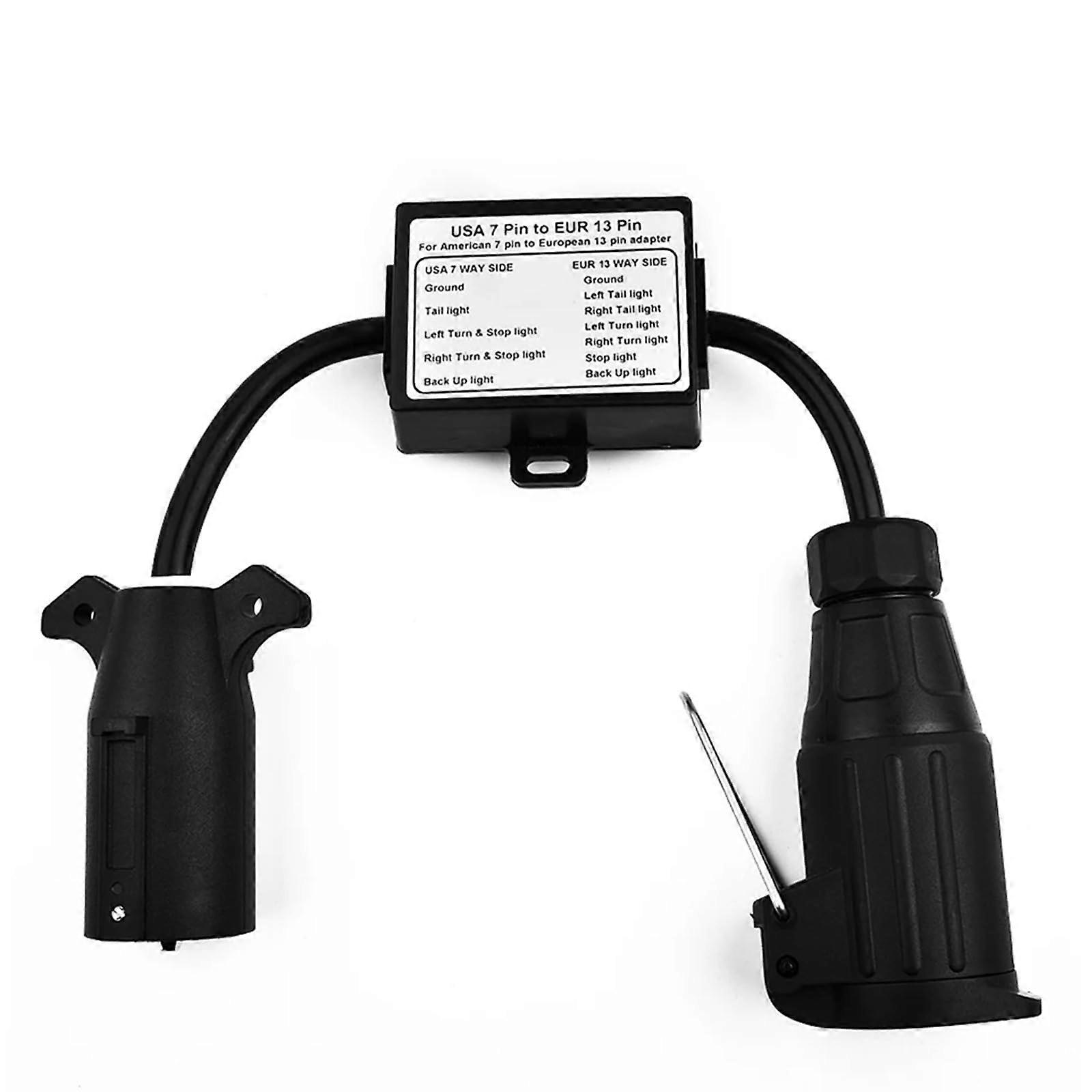 7 Pin to 13 Pin Adapter Weatherproof for Secure Trailer and Vehicle Connection, Ensuring Stable Light Signals