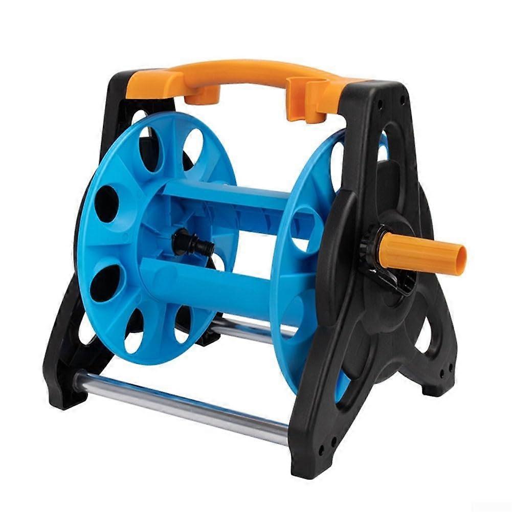 Robust garden hose reel, semiopen, easy assembly, easy access, reliable support, for garden, terrace, simple installation (blue)