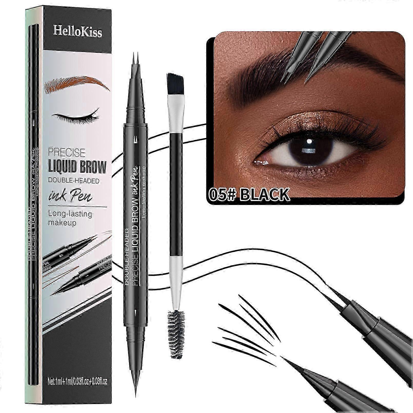 Stylo à sourcils pour sourcils naturels, nouveau crayon à sourcils microblading à double extrémité 2 en 1, avec une pointe de micro-fourchette et une pointe de pinceau précise, créez des sourcils naturels ressemblant à des poils