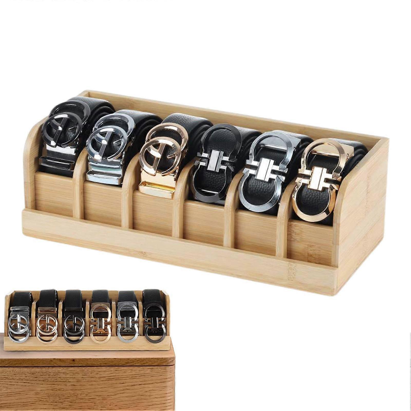 Wooden Belt Organiser 6Layer Storage Box for Closet, Drawer, Desk