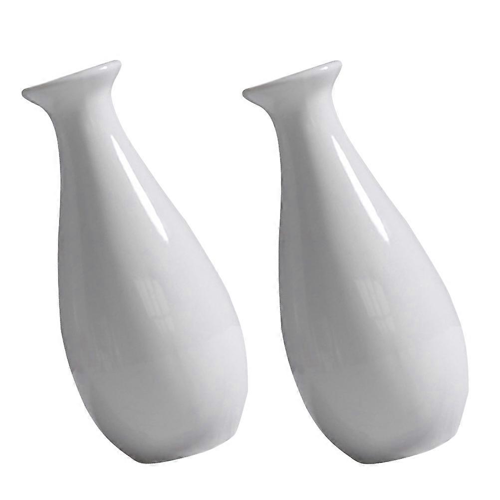 Mini Ceramic Vase for Home Decoration 2Pcs White Flower Vases Set