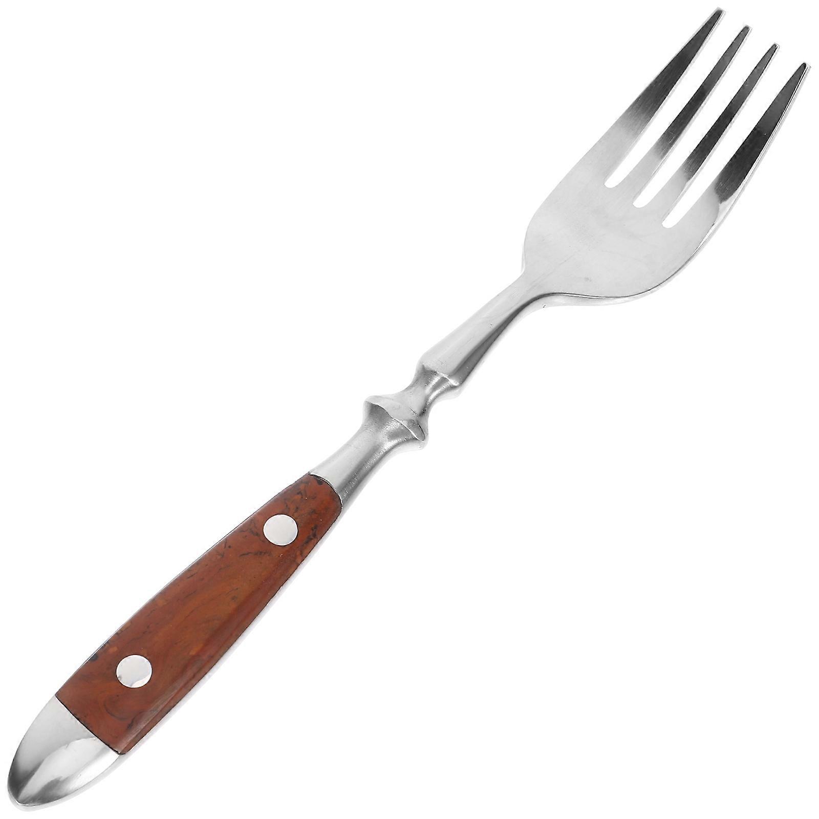 Wood Handle Dessert Forks Made of 430 Stainless Steel for Home Use 6.5 Inches