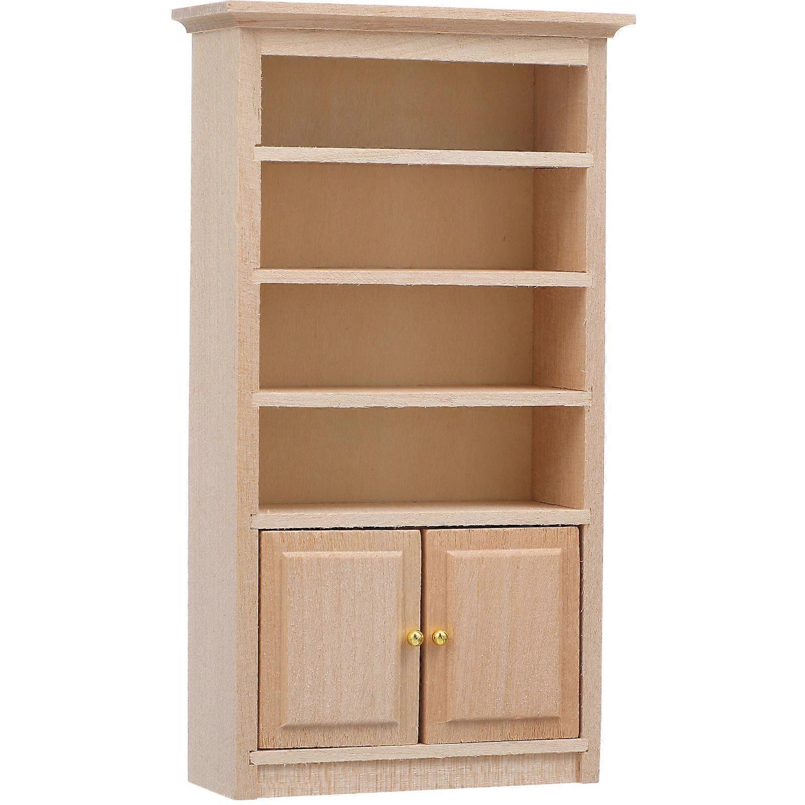 1pc Practical Miniature Wooden Bookshelf Simulation Mini House Accessory