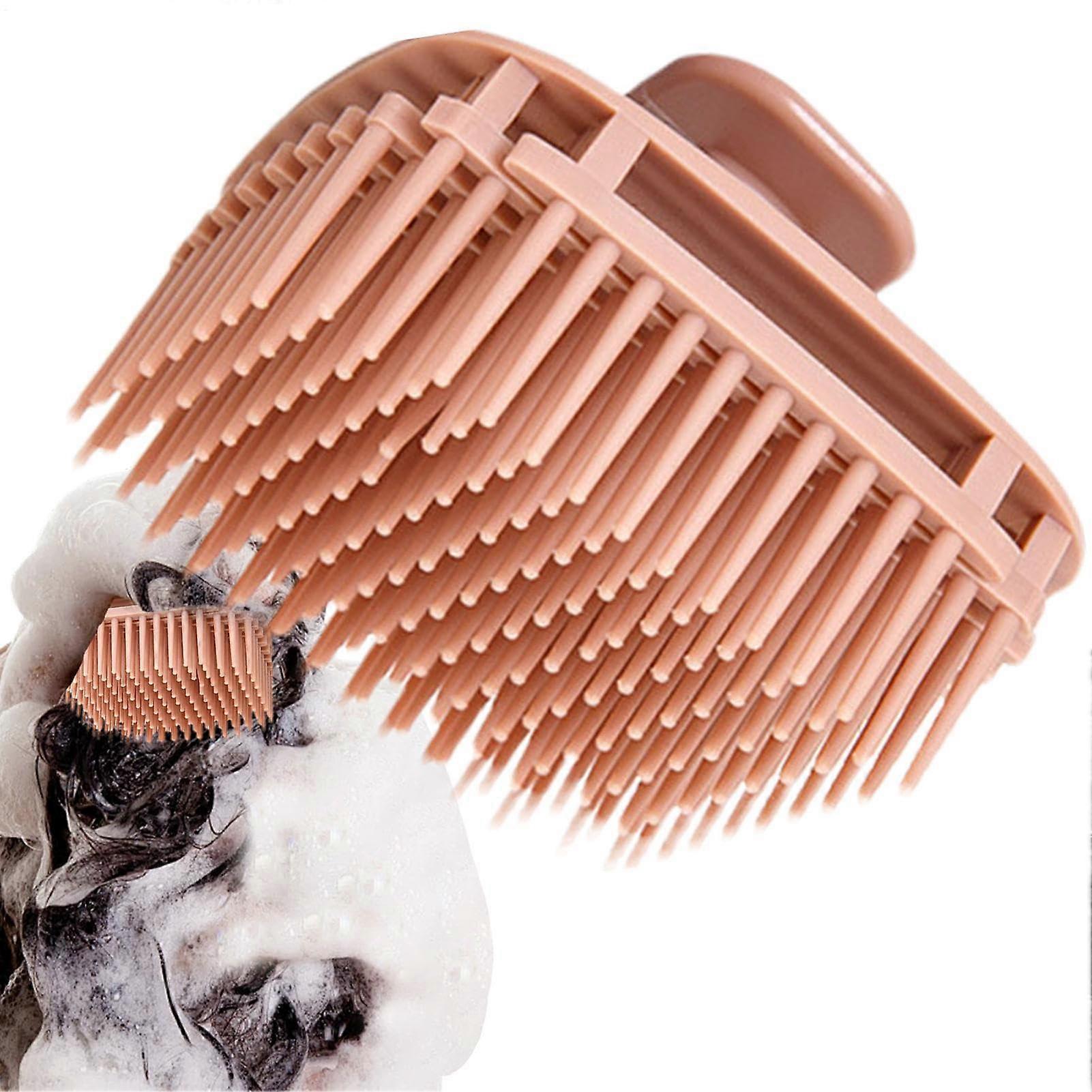 Generic Scalp Massage Brush – Hair Scrubber Brush, Square Head Massager for Men and Women Hollow Design for Shampoo Cleaning in Reddish Brown