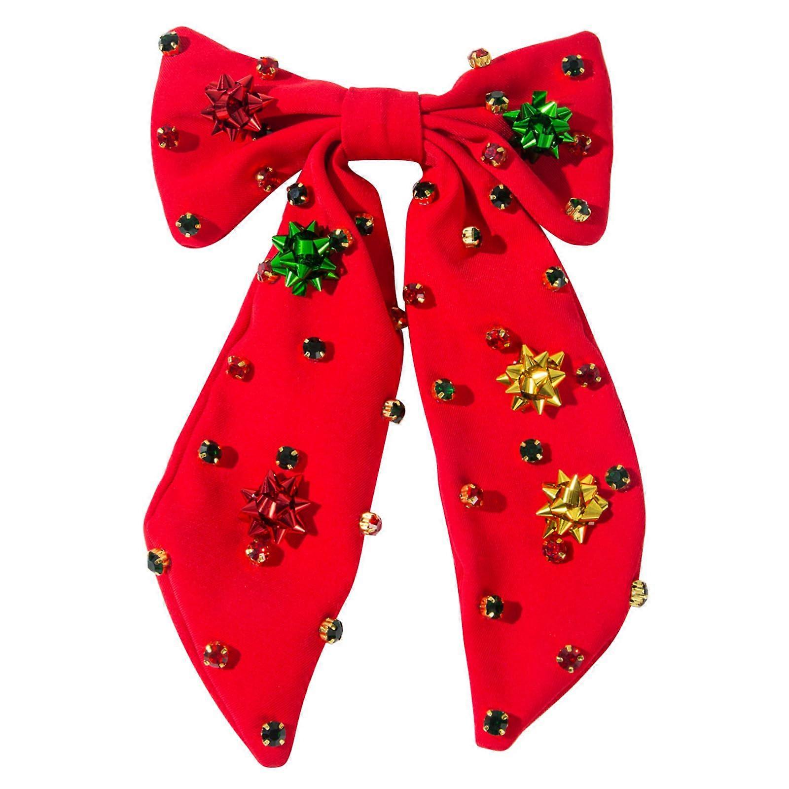 Modische Haarspange mit Weihnachtsschleifen, dekorative Haarschmuck für Feste, Weihnachtsfeiern, rot und grün, aus hochwertigem Material