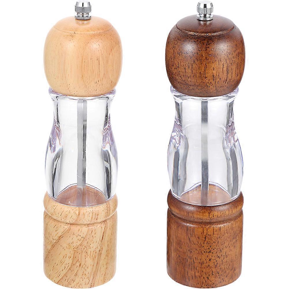 Wooden Pepper Mill with High Hardness Grinding Core for Kitchen Use Suitable for Home and Restaurant 2 Pieces