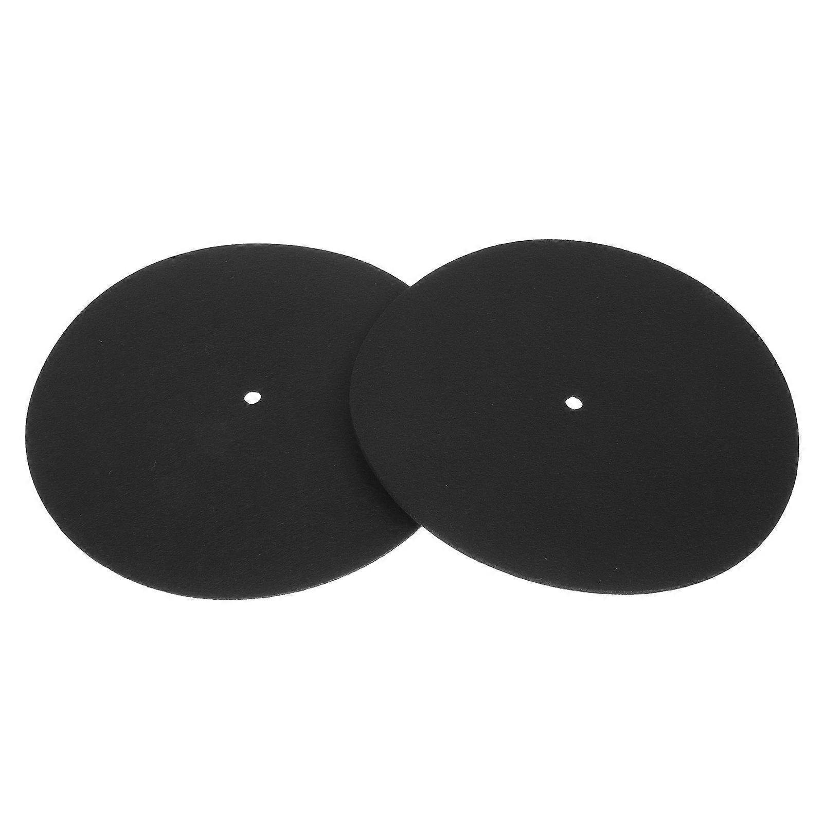 Singing Record Protective Pad for Turntable Mats 2Pcs Black Felt Vinyl Records
