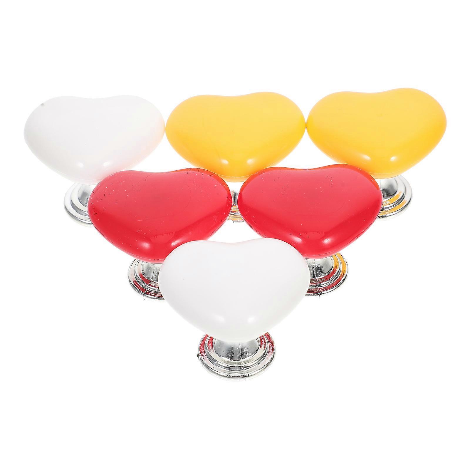 6 Pcs Love Heart Shaped Toilet Tank Buttons Plastic Flush Replacement Accessories