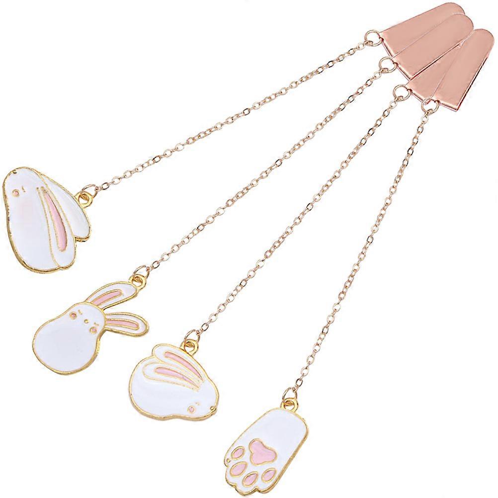 Cartoon Bunny Shape Metal Bookmark for Decoration Use with Assorted Color Zinc Alloy 4 Pieces