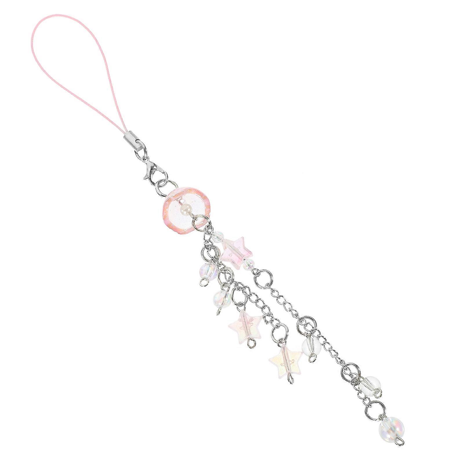 Creative Jellyfish Tassel Phone Charm with Acrylic Alloy Material for Decoration Assorted Color