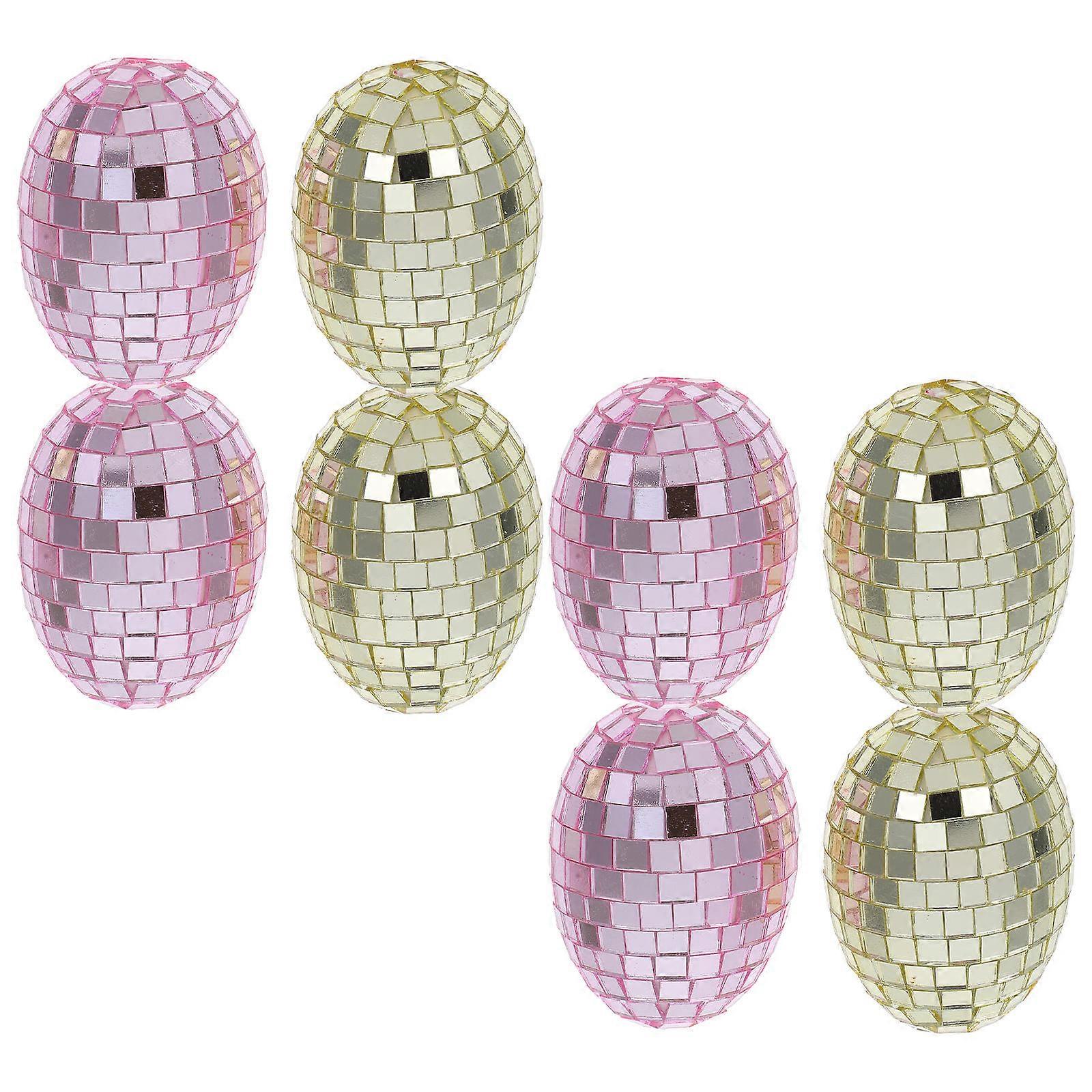 Easter Mirror Ball Ornaments 8Pcs Assorted Vibrant Reflections for Decor
